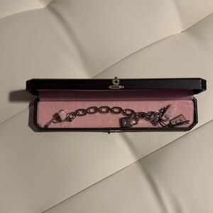 Juicy Couture Lock And Key Charm Bracelet Silver Plated Y2K Fashion Jewelry